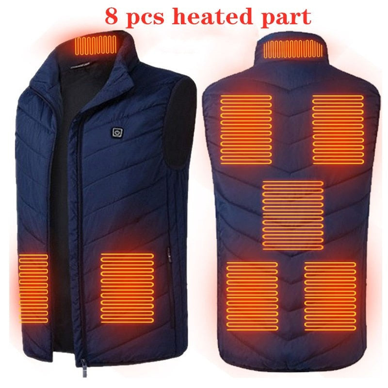 Men's and Women's USB Heated Thermal Vest. Sizes S to 6XL and Up to 17 Heating Zones.