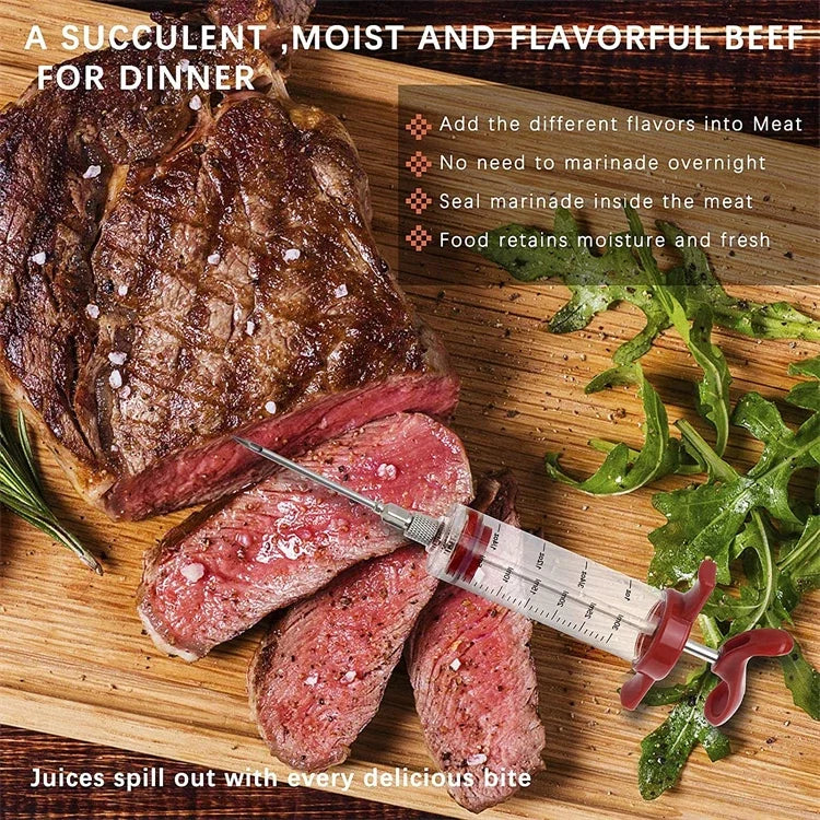 Meat Syringe With 3 Marinade Injector Needles For Chicken Or Turkeys