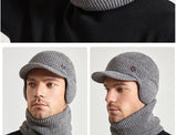Men Or Women's Knitted Neck Scarf And Hat With Extra Ear Protection