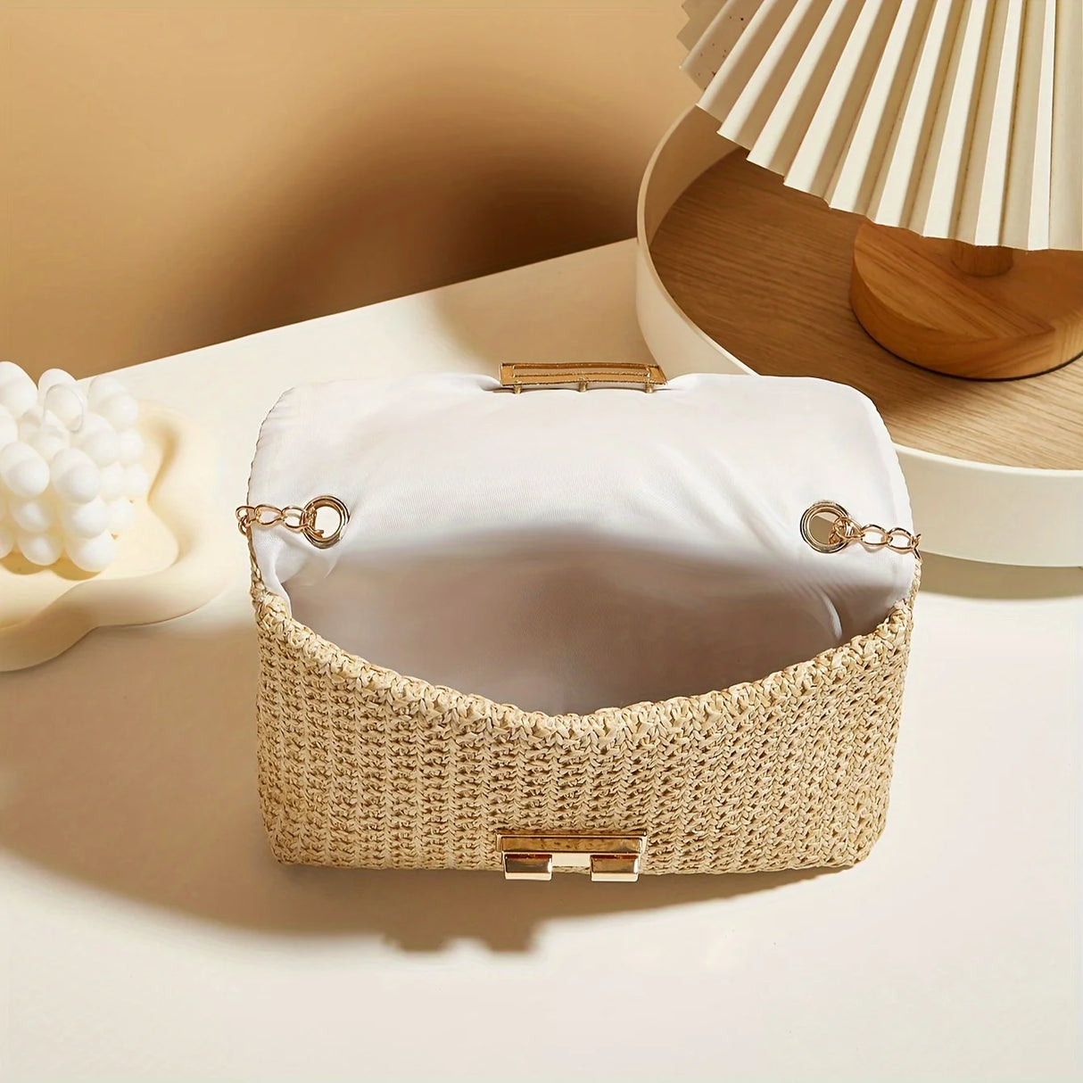 Women's Handwoven Crossbody Shoulder Bag With Lock Closure