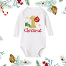 White Long Sleeve My First Christmas Baby Outfit.