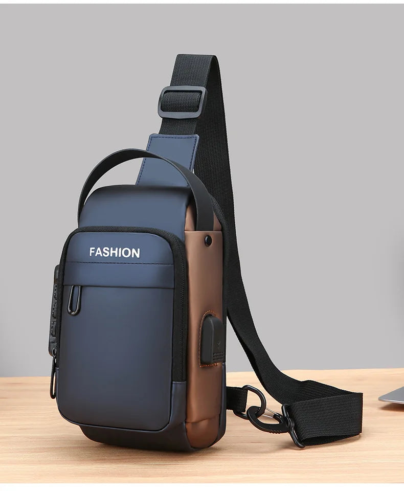 Men's Anti Theft USB Charging Crossbody Bag