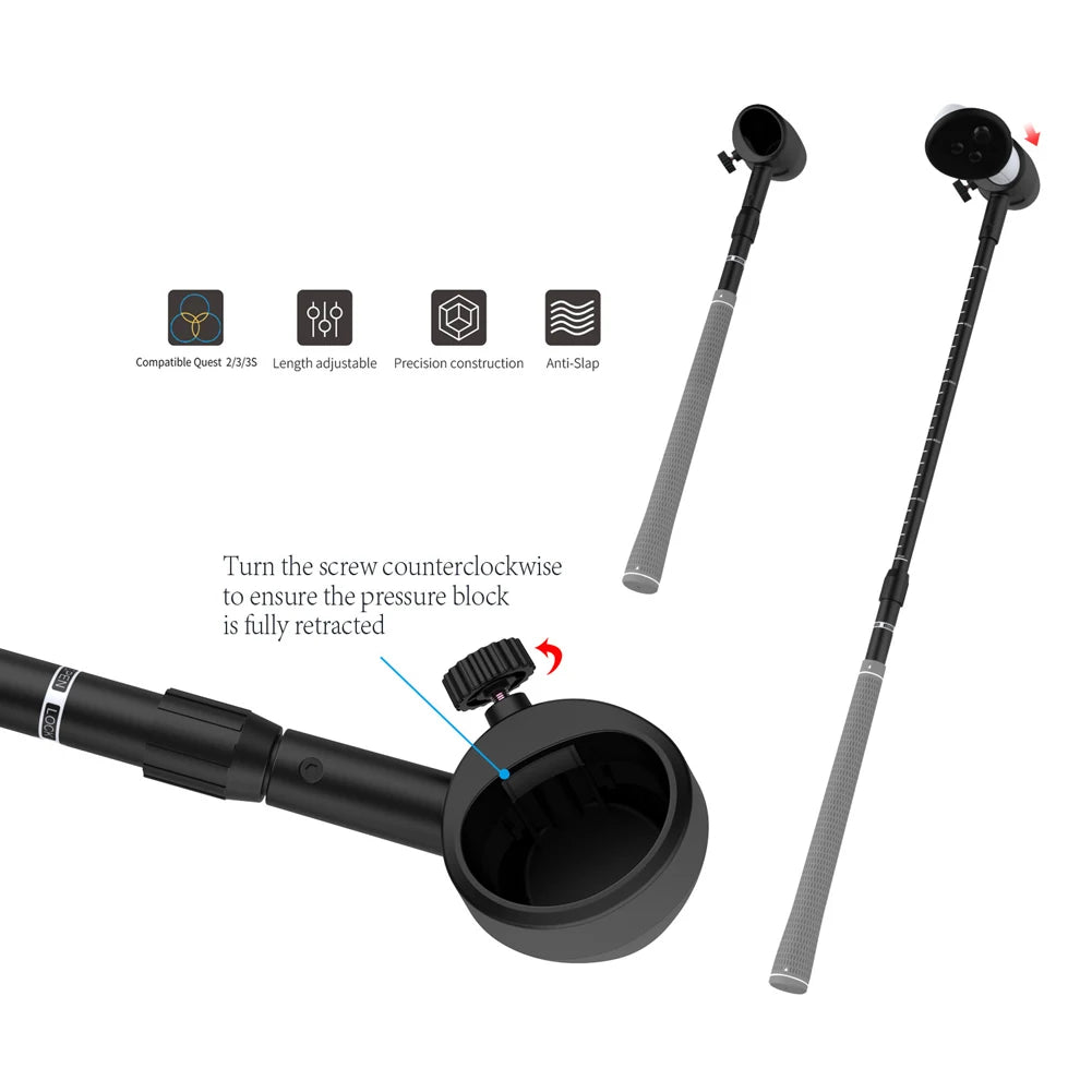 VR Golf Club Retractable Attachment For Meta Quest 3S Quest 3 Quest 2 VR Golf Club Grip