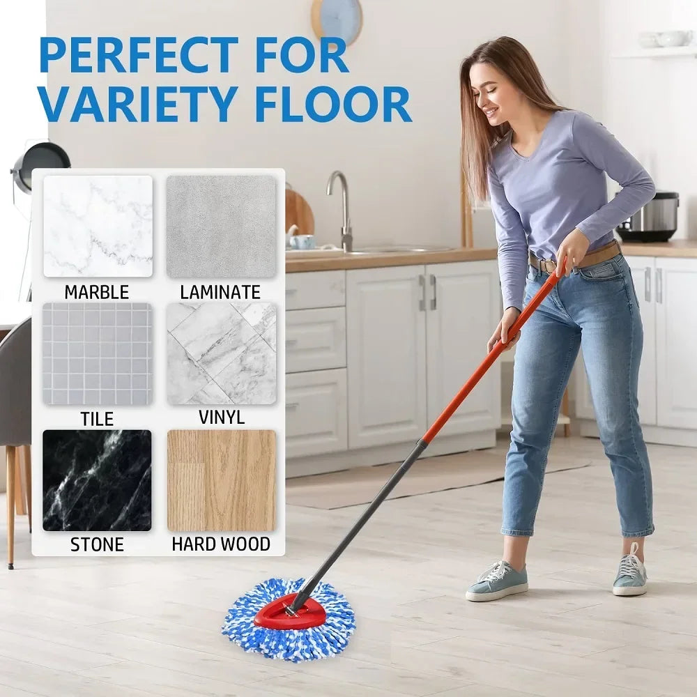 1 SET Triangular Spin Mop Base Head with Replacement Microfiber Pad