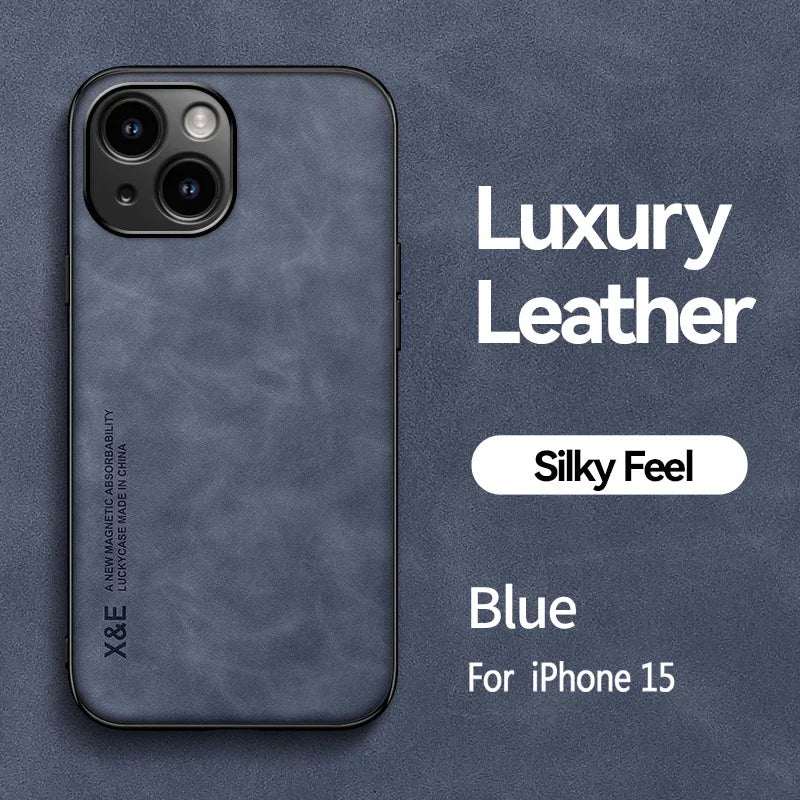 Luxury Matte Magnetic Sheepskin Leather Case For iPhone 16 15 14 13 12 11 Pro Max XR XS X 8 7 Plus
