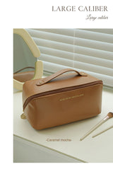 Travel Organizer Leather Bag With Storage Pouch.