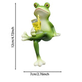 Resin Hanging Funny Drinking Frog Figurine For Planter Pots