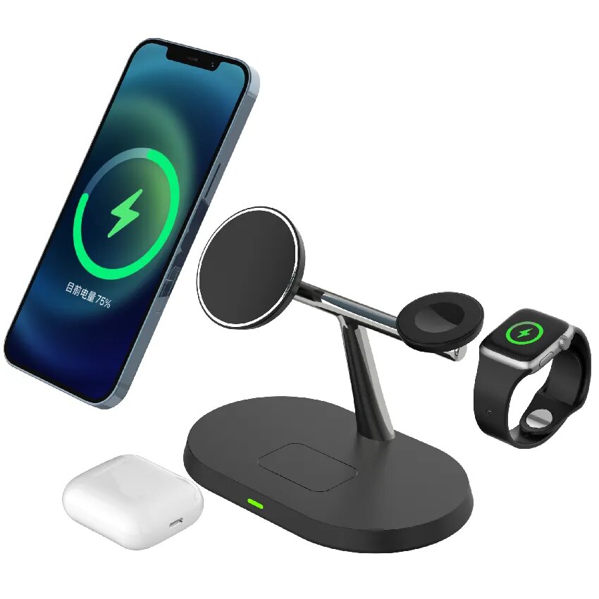 3 in 1 30W Magnetic Wireless Charger Stand For iPhone 14 13 12 Apple/Samsung Watch 5-8 & Airpods.