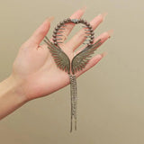 Pearl Or Rhinestone Ponytail Tassel Hair Clip.