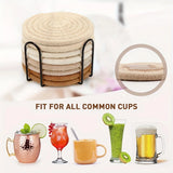 8pcs High-Temperature Resistant Woven Coaster Set With Holder