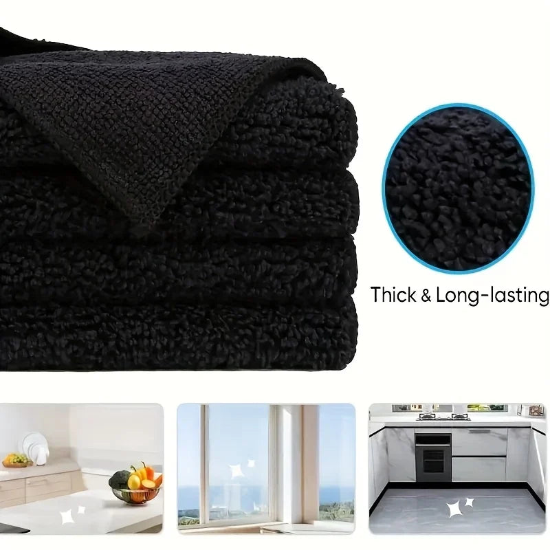 Durable Reusable Polyester Black Microfiber Kitchen Cleaning Cloths