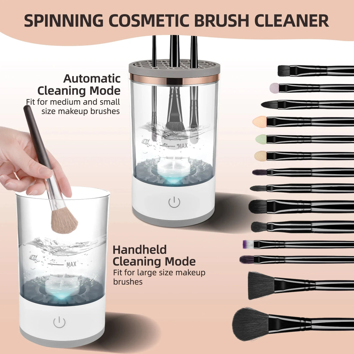 USB Chargeable Cosmetic Brush Cleaner For All Sizes