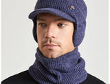 Men Or Women's Knitted Neck Scarf And Hat With Extra Ear Protection