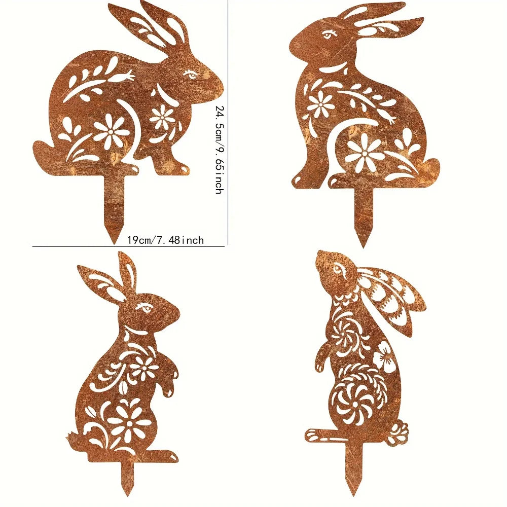 Outdoor Rustic Metal Garden Rabbit