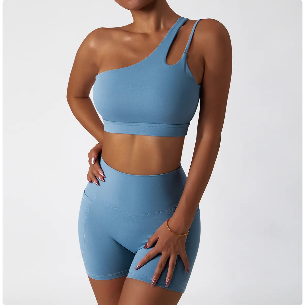 Single Strap, Stretchy Sports Bra With Pads