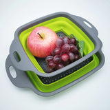 Foldable Square Vegetable Fruit Strainer Basket with Handle