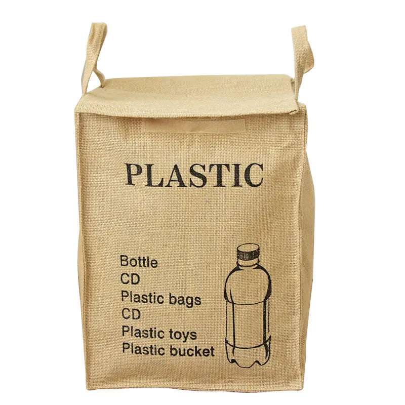 Folding Jute Organizer Storage Basket With Lids