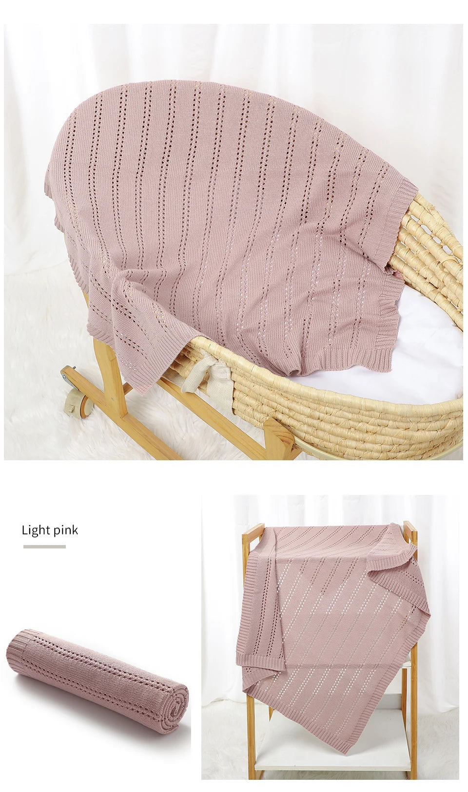 Vertical Stripes Solid Color Baby Cotton Blankets