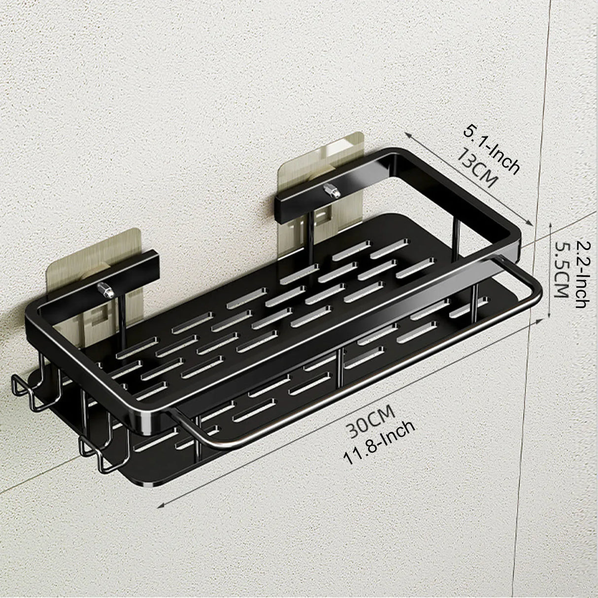 Metal Wall Mounted Bathroom/Kitchen Shelf With Adhesive Patch To Secure