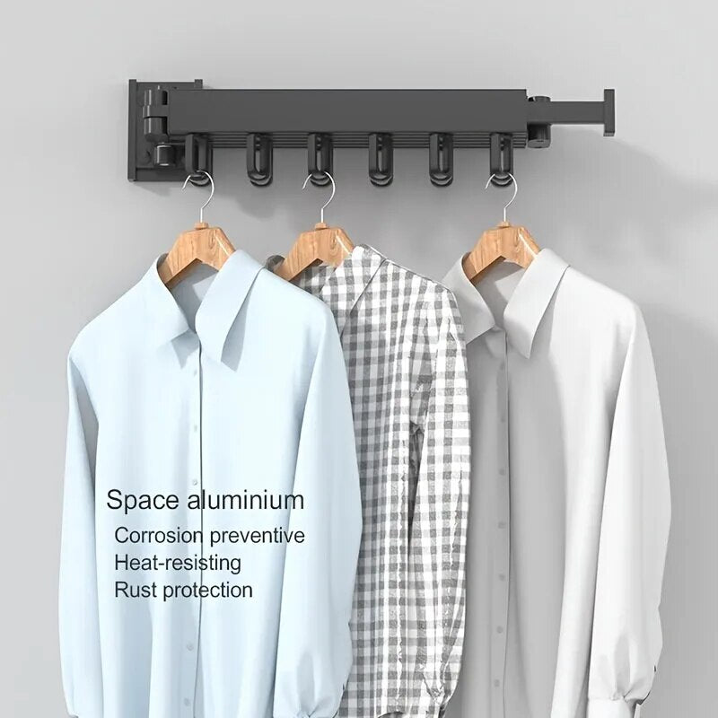 Wall-Mounted Foldable Aluminum Clothes Drying Rack.