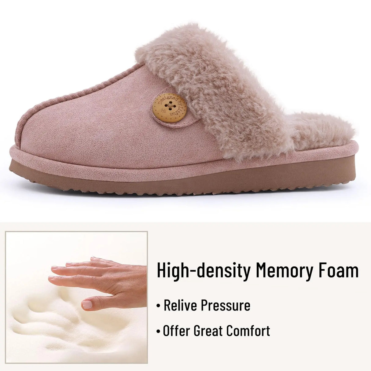 Evshine Women's Fur Plush Warm Slippers With Rubber Soles