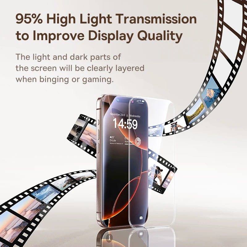 Baseus Full-View 0.3mm Tempered Glass Screen Protector For iPhone 13 14 15 16 17 Pro Max And iPhone 17 Air