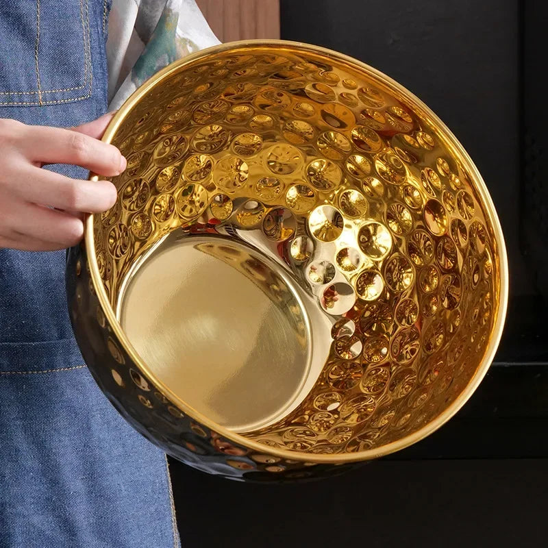 Stainless Steel Hammer Point Fruit Or Mixing Bowl