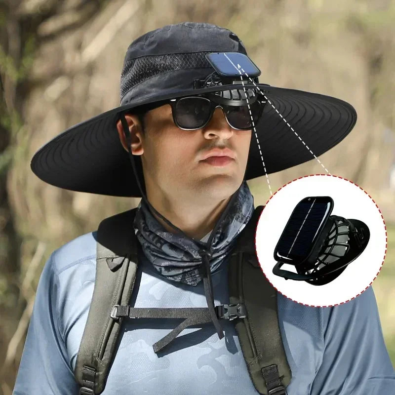 Camouflage Outdoor Sun Protective Hat with Solar Powered Fans