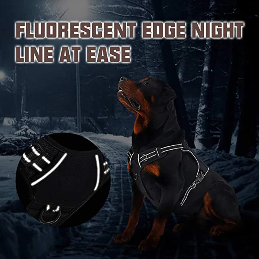 Durable Military-Style Vest with Reflective Straps & Secure Control Handle Dog Harness