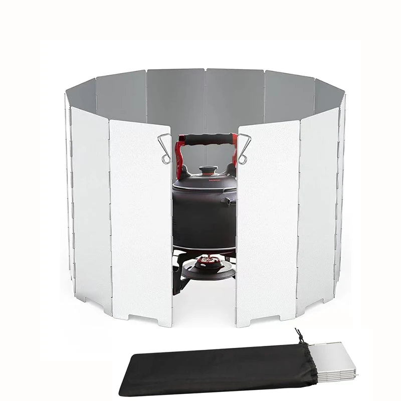 Foldable Aluminum Outdoor Cooking Wind Screen with Storage Bag for Camping