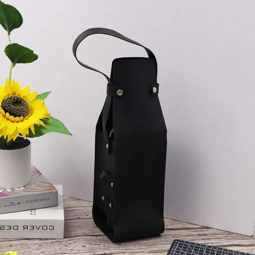 PU Leather Double Layer Reusable Wine Bag