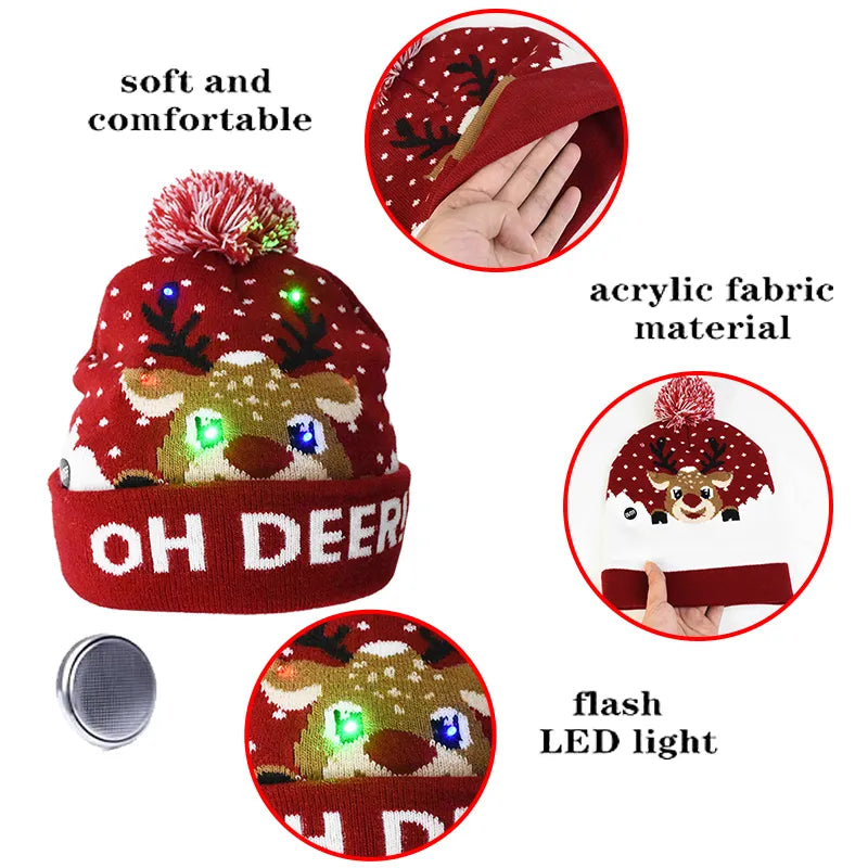 Children's LED Knitted Christmas Beanie hats.