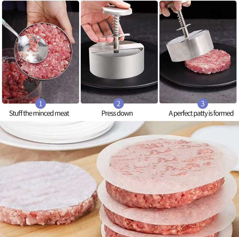 Stainless Steel Non-Stick Hamburger Patty Maker.