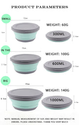 3 Pieces Silicone Folding Bowls with Lids
