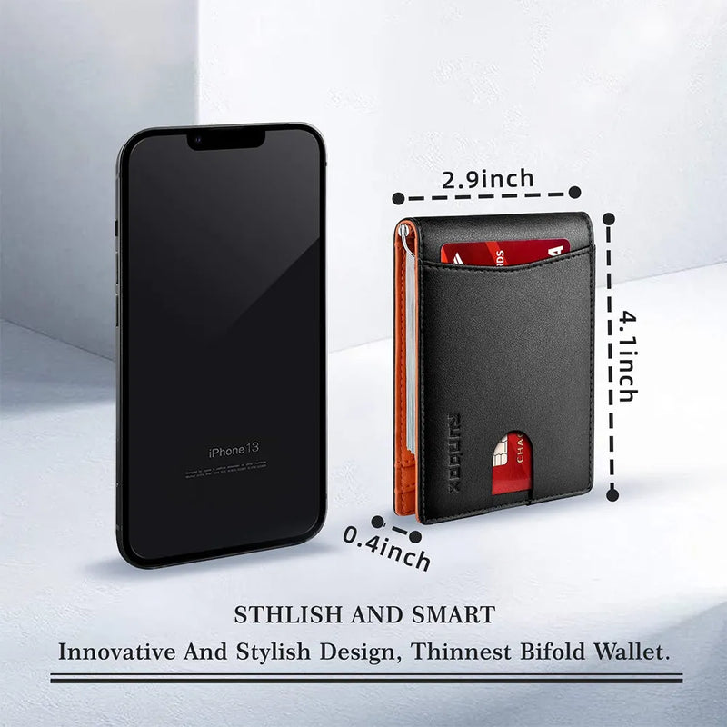 RFID Leather Money Clip Wallet. f