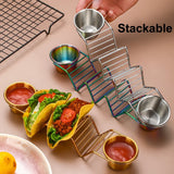 Stainless Steel Taco Holder Set With 2 Sauce Cup Holder