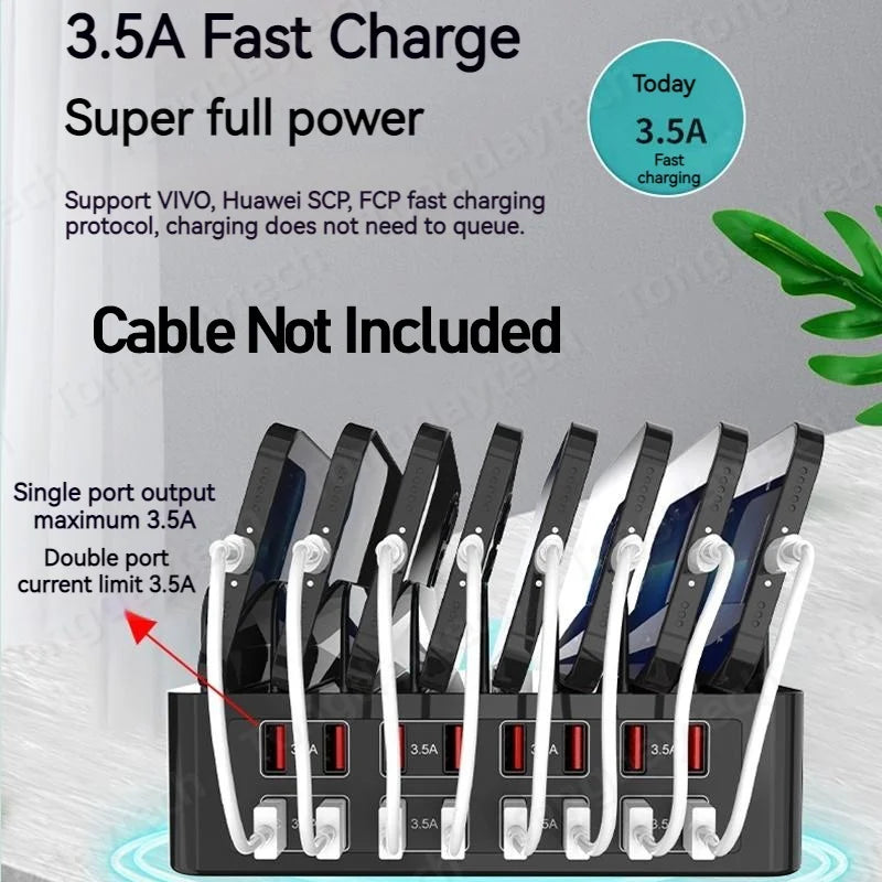 150W Universal Multi 16 Port USB 3.5A Fast Charging Station For Iphone Ipad Samsung Xiaomi Tablet