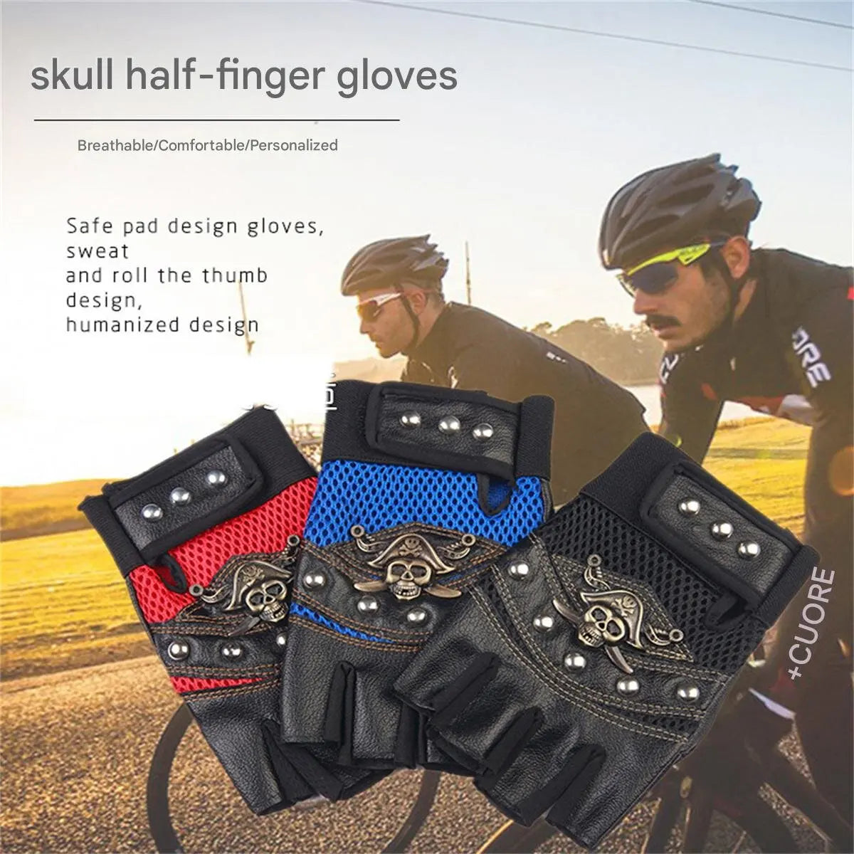 men and women's PU leather fingerless gloves