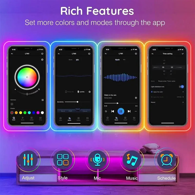 10M 20M 30M LED RGB Neon Flexible Waterproof\Bluetooth DC 24V Light Strip