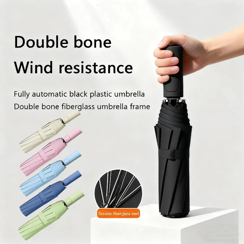 24 Bone Automatic Open Close Folding Umbrella With SPF 50 UV Sun Protection