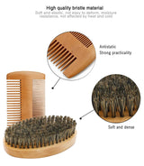 2pcs/set Boar Bristle Natural Beard Brush