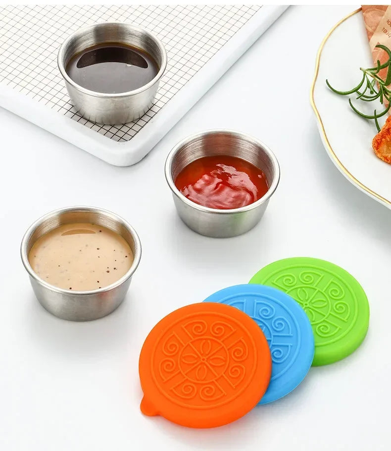 6 Pcs Set Leakproof Stainless Steel Containers With Silicone Stretch Lids