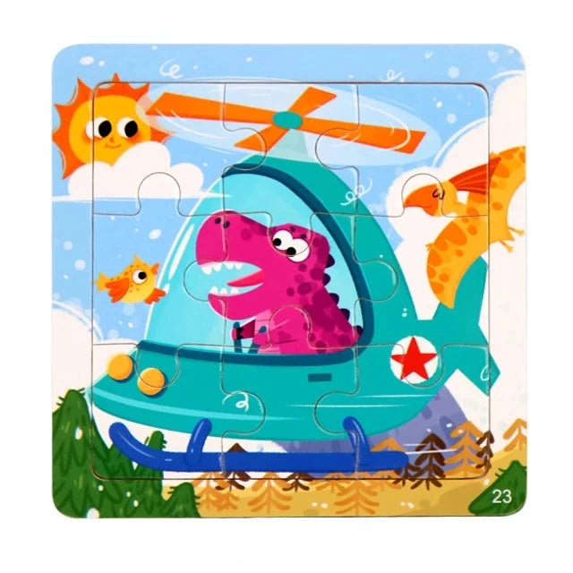 11x11cm Wooden 3d Cartoon Puzzle