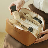 Travel Organizer Leather Bag With Storage Pouch.