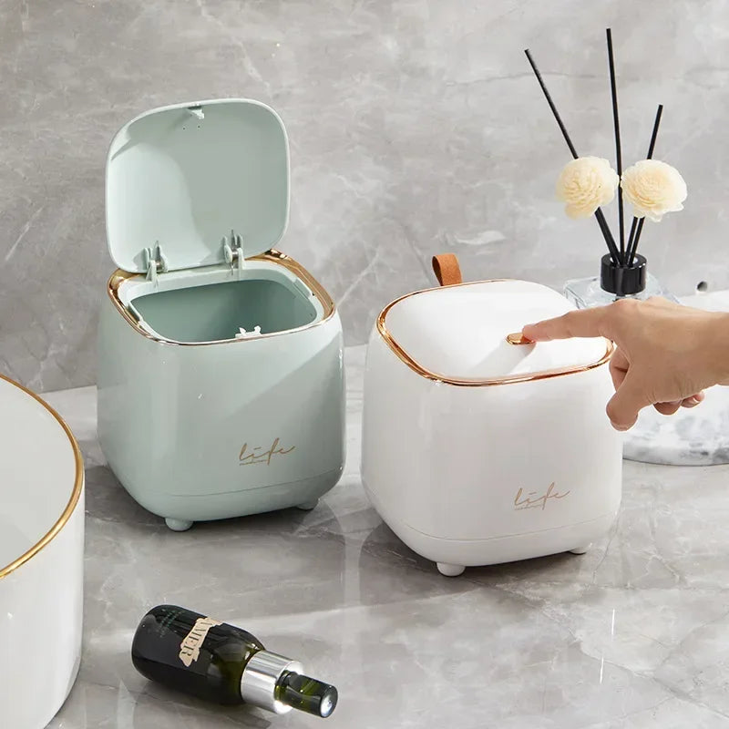Mini Desktop Trash/Storage Bucket With Press Opener