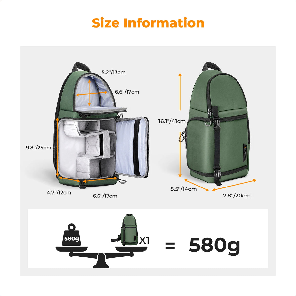 K&F Concept Waterproof 10L DSLR/SLR Sling Camera Backpack