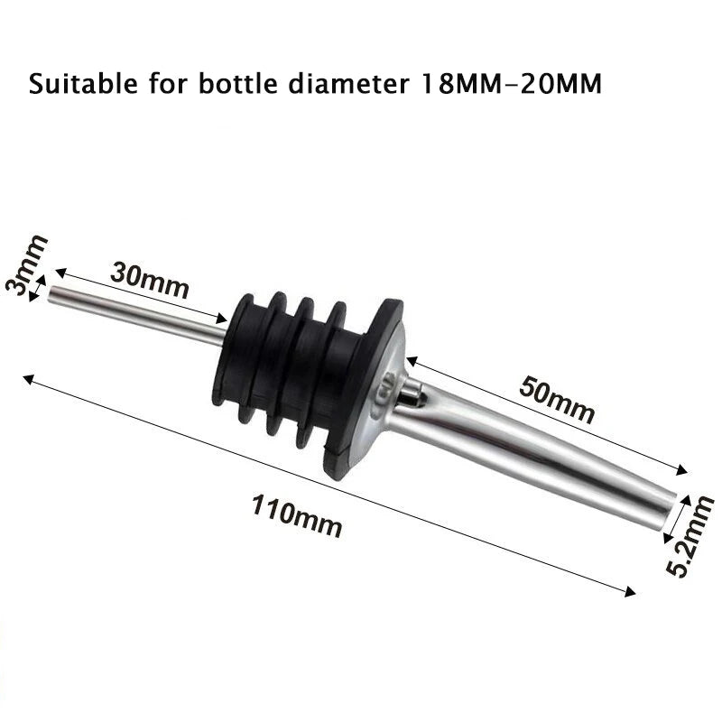 Stainless Steel Pour Spouts with Rubber Caps For Wine Or Oil Bottles