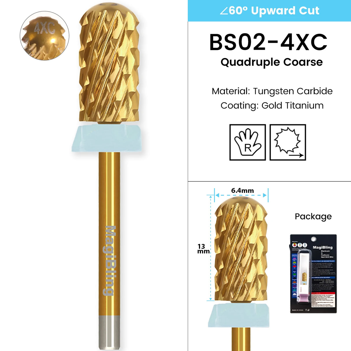 3/32" MagiBling Professional Manicure Nail Drill Bits for Hard Acrylic Gel