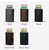 CASEKEY RFIF Leather Carbon Fiber Pop Up Credit Card Holder