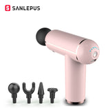 SANLEPUS Portable USB/ LCD deep tissue percussion massage gun for aching muscles.